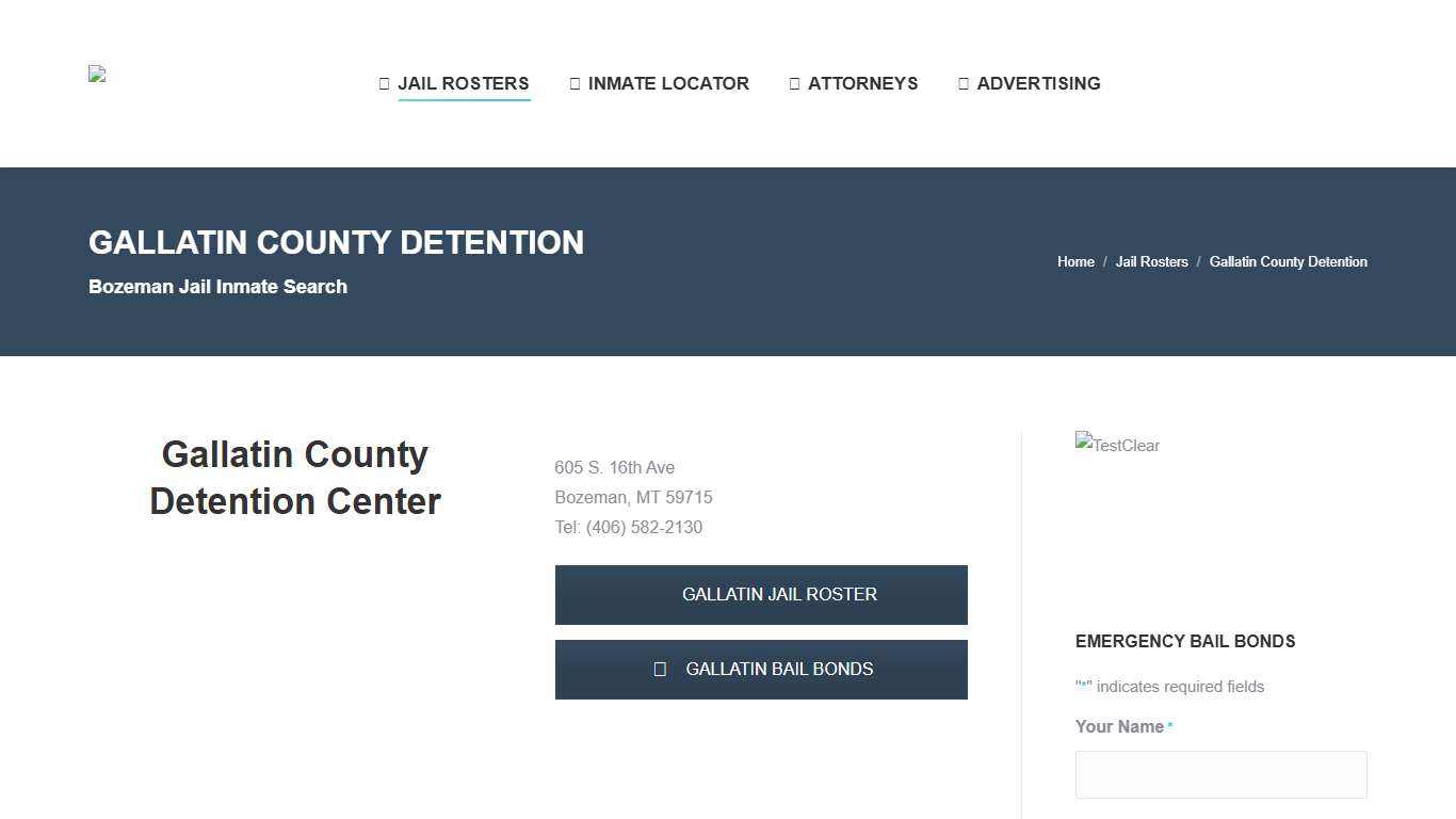 Gallatin County Detention - MONTANA JAIL ROSTER