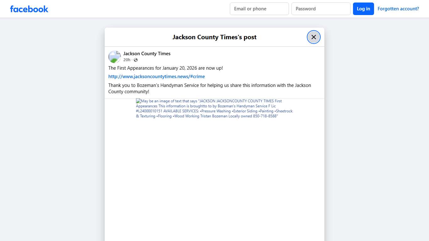 The First Appearances for January... - Jackson County Times | Facebook